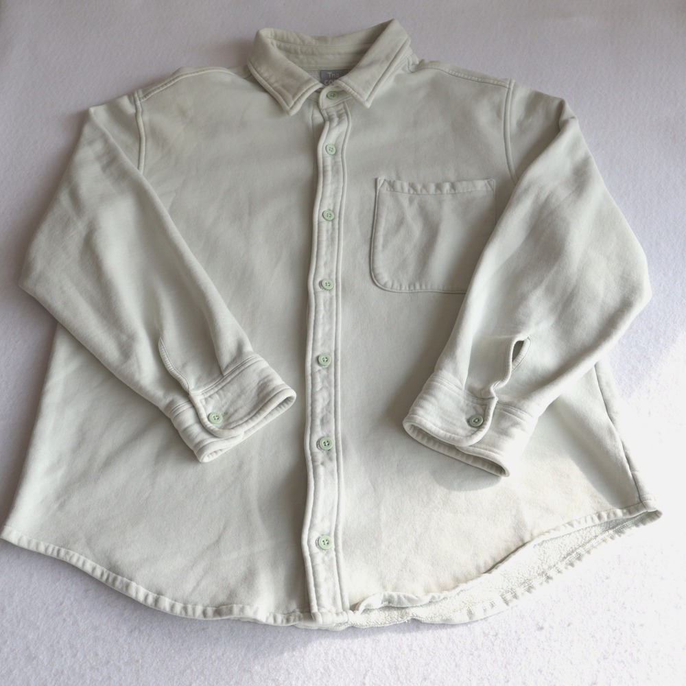 Aritzia Tna Cozy Fleece Boyfriend Button Down Shirt Mint Green XL 96614